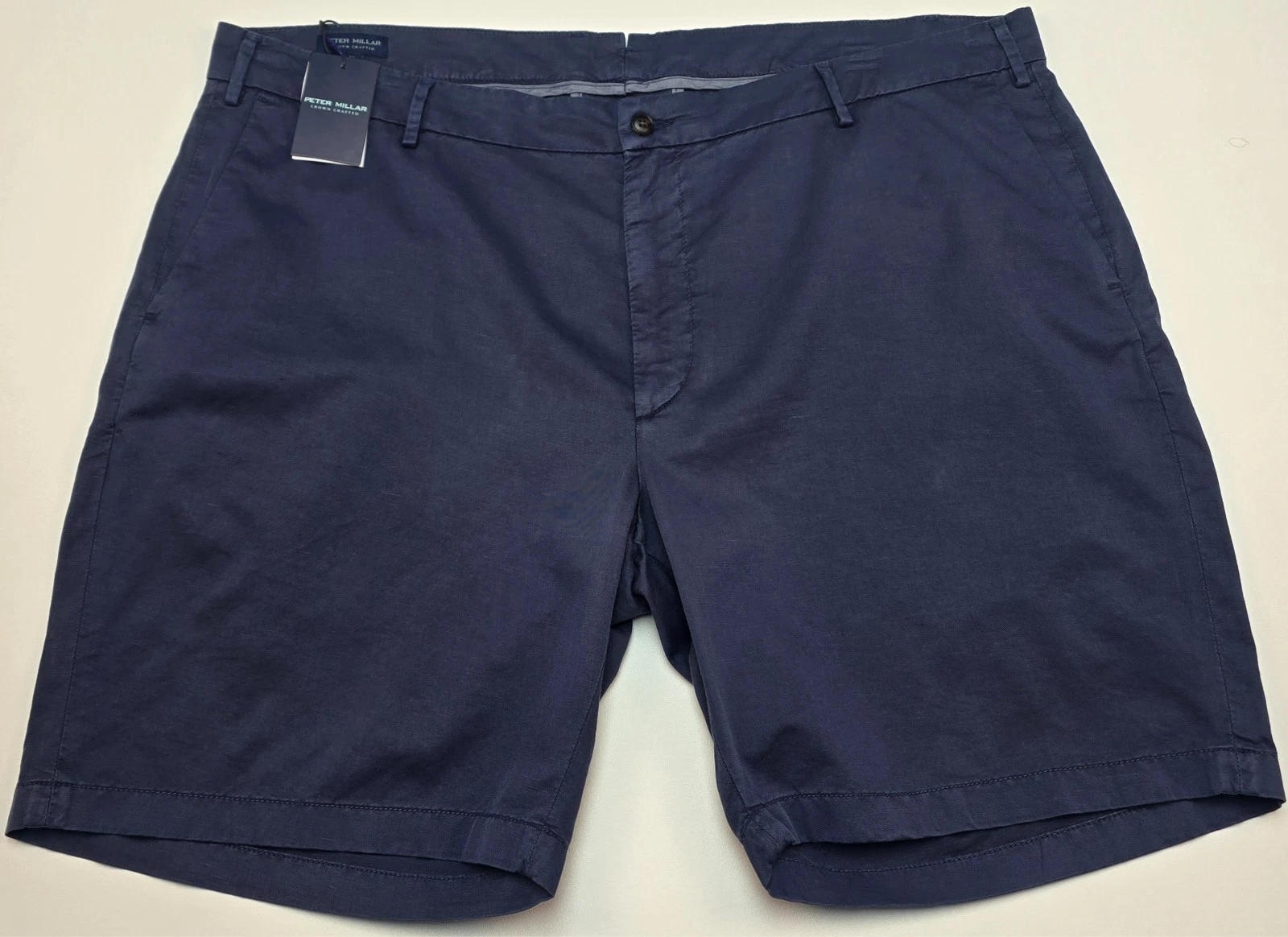Peter Millar Shorts Men’s 42 Navy Linen Blend Somerset Crown Crafted NWT