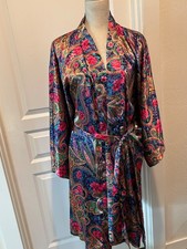 SOLANGE VTG Women Paisley Cottage Core Satin Finish Night Robe SZ 14-20