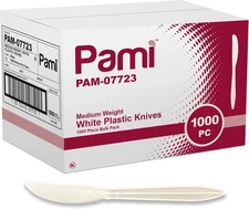 PAMI Plastic Utensils 1000 Ct Bulk Medium Weight Disposable Forks Knives Spoons