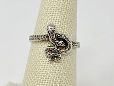Vintage Sterling Silver 925 Coiled Snake Ring Serpent Size 6 Boho Goth