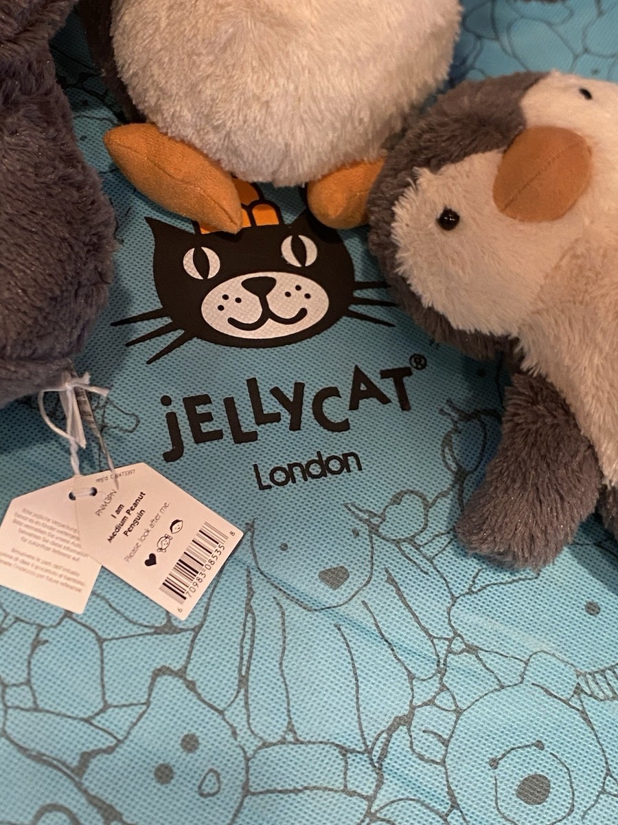Jellycat London Peanut Penguin Medium 9.4 in Stuffed Animal NWT