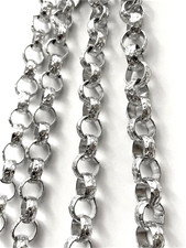 Vintage Halskette versilbert leuchtend leichte Ringe NEU zum Auffädeln 80cm!