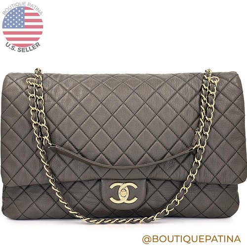 Chanel 2016 Khaki Brown Airlines XXL Grained Calfskin Flap Bag GHW 69441
