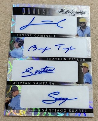 2023 Leaf Junior Caminero Quad Autograph Silver Scopes Ref. RC 4/5 Rays