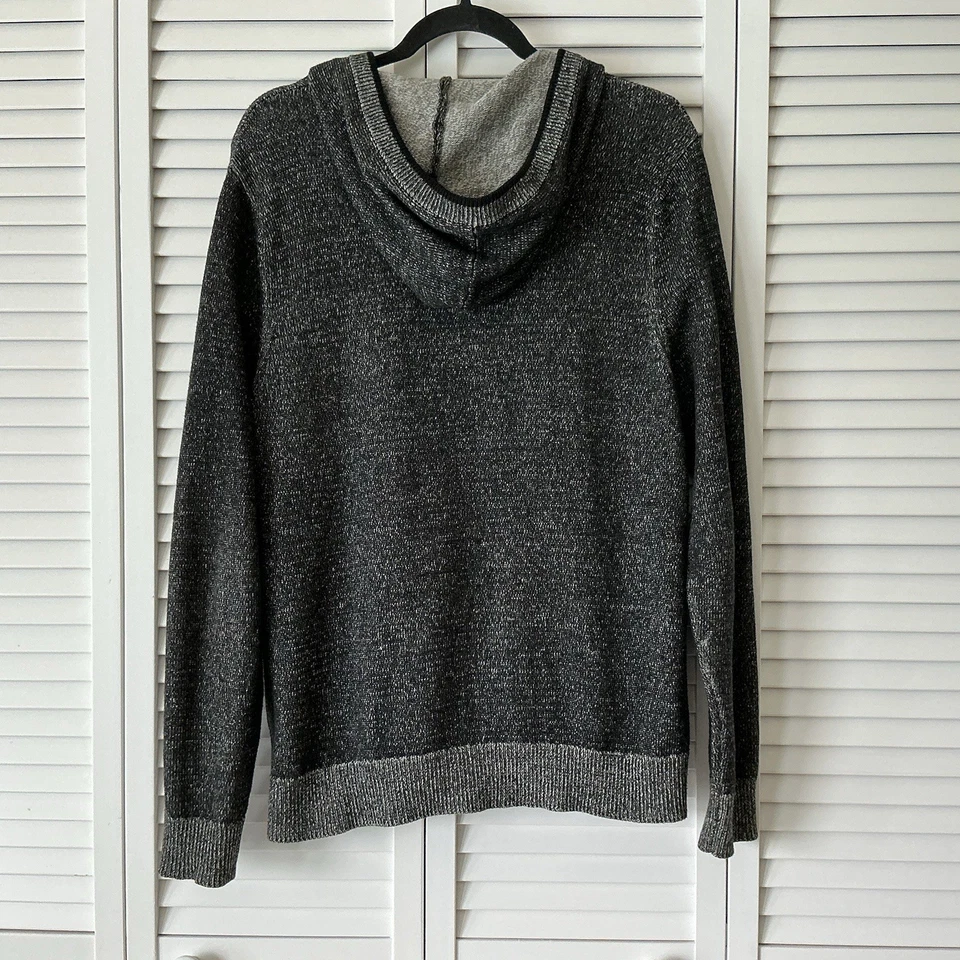 Cardigã masculino Express com capuz tamanho M cinza preto suéter bolsos de algodão confortável - Imagem 4 de 4