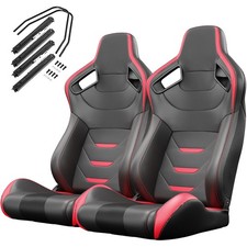 Racing Seats Red Pvc Leather Reclinable Carbon Look Adjustable For Acura