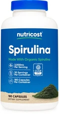Nutricost Spirulina 3,000mg, 180 Capsules, Made with Organic Spirulina