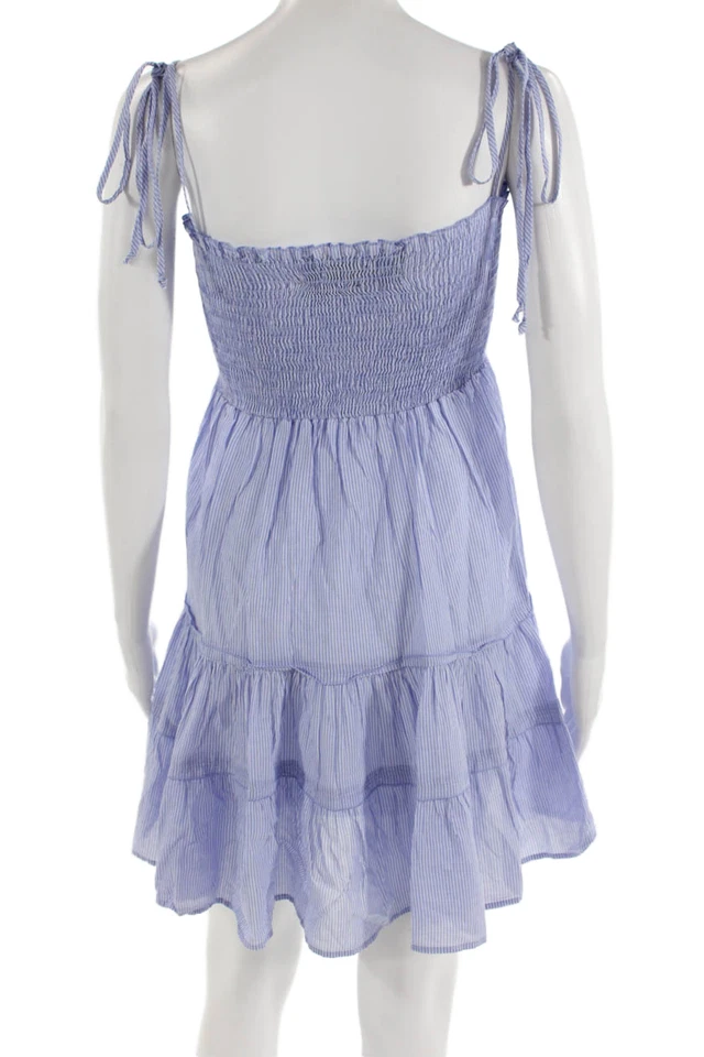 Синий жизни, женщин сарафан светло-синий в полоску хлопок мини размер S - Изображение 3 из 4