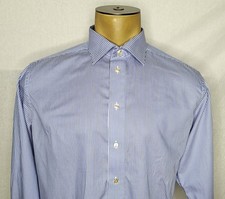 Mens ETON of Sweden Contemporary blue striped l/s button-up dress shirt 43 17