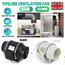5" 125mm Quiet Inline Extractor Fan Bathroom & Hydroponics for Ventilation UK
