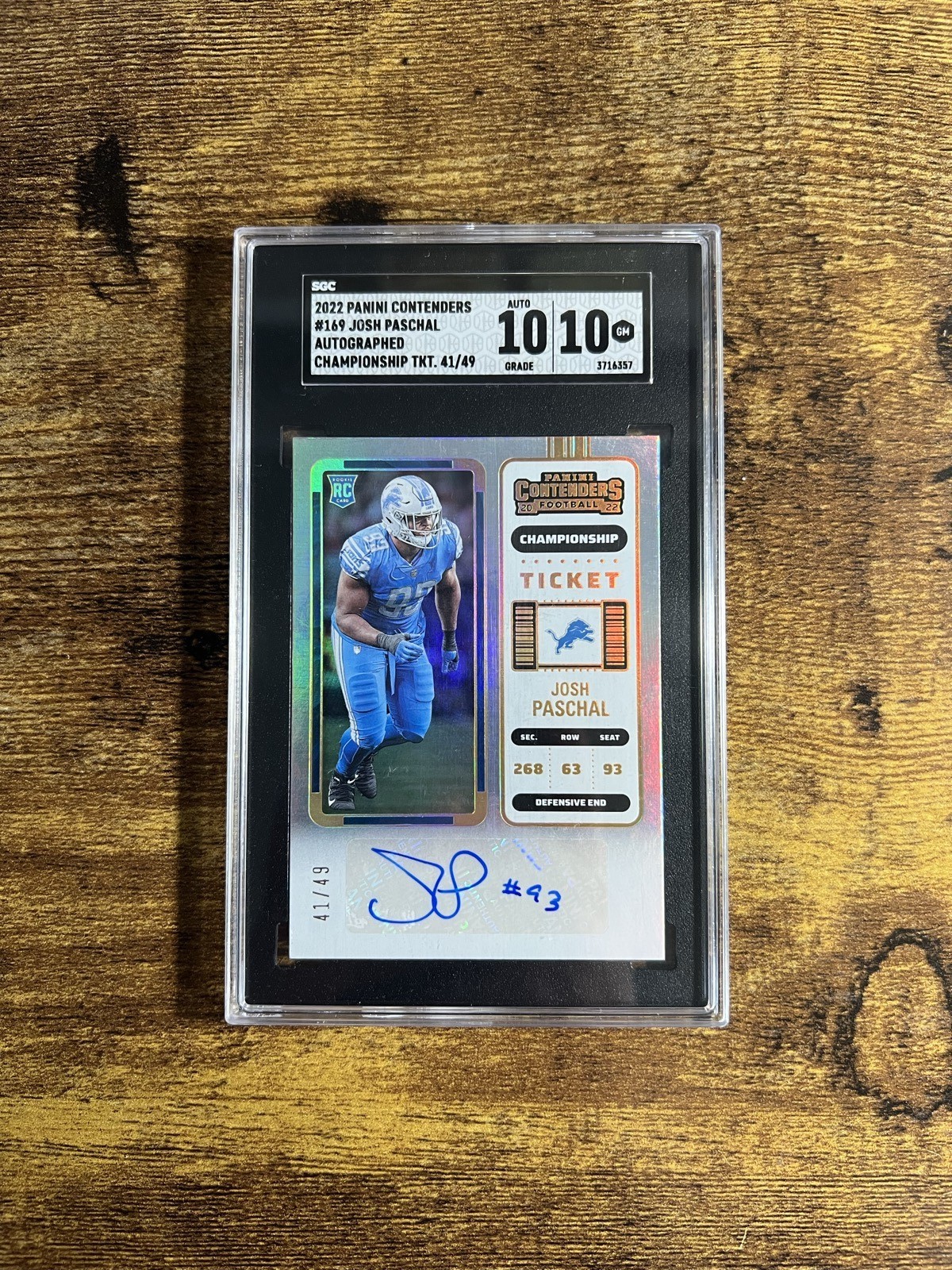 Josh Paschal Panini Contenders #169 Autograph-Championship Ticket