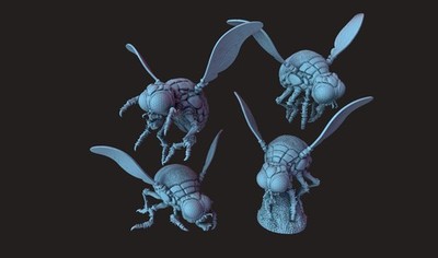 32mm 4 Riesenfliegen NPC Monster Miniaturen D&D Miniaturen Fantasy Spiel