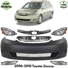Front Bumper Cover Fascia & Headlight Assembly Kit 2006-2010 Toyota Sienna