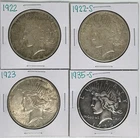 1922 1922-S 1923 1935-S Peace Dollar Lot of 4