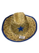 Child Cowboy Hat Blue Sheriff Badge Straw Style Hat Beige Item H100 New
