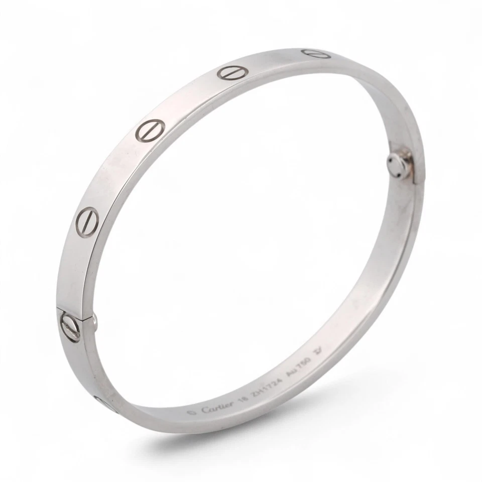 Cartier LOVE Bracelet Classic Model in 18K White Gold Size 18 Box Papers - Image 3 of 4