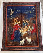 Cranston Nativity Fabric Cut & Sew Panel For Small Quilt 33”x42”Hemmed