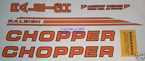 RALEIGH CHOPPER MK2 DECAL SET IN GLOSS ORANGE & BLACK OUTLINE - Image 1 of 1