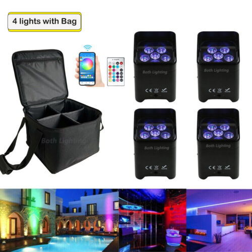 4pcs + bag Wedding Uplight 6x18w smart dj s6 wireless led battery DJ par lights - Zdjęcie 1 z 4