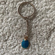 Blue Seashell Keychain Charm Handmade Sparkly Mermaid Beach Ocean Summer Gift