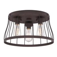 16 in. Brooklyn 3-Light Bronze Ceiling Light Flush Mount by Designers Fountain
