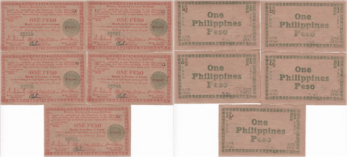 1945 Philippines Guerrilla Currency Negros Province 5 Consecutive XF/AU S681