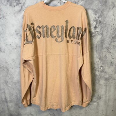 Disneyland Parks Spirit Jersey Adult Large Peach Long Sleeve Disney Glitter  - Main Image