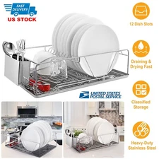 Stainless Steel Dish Rack Utensils Cutlery Holder Organizer Drainer Dryer Tray