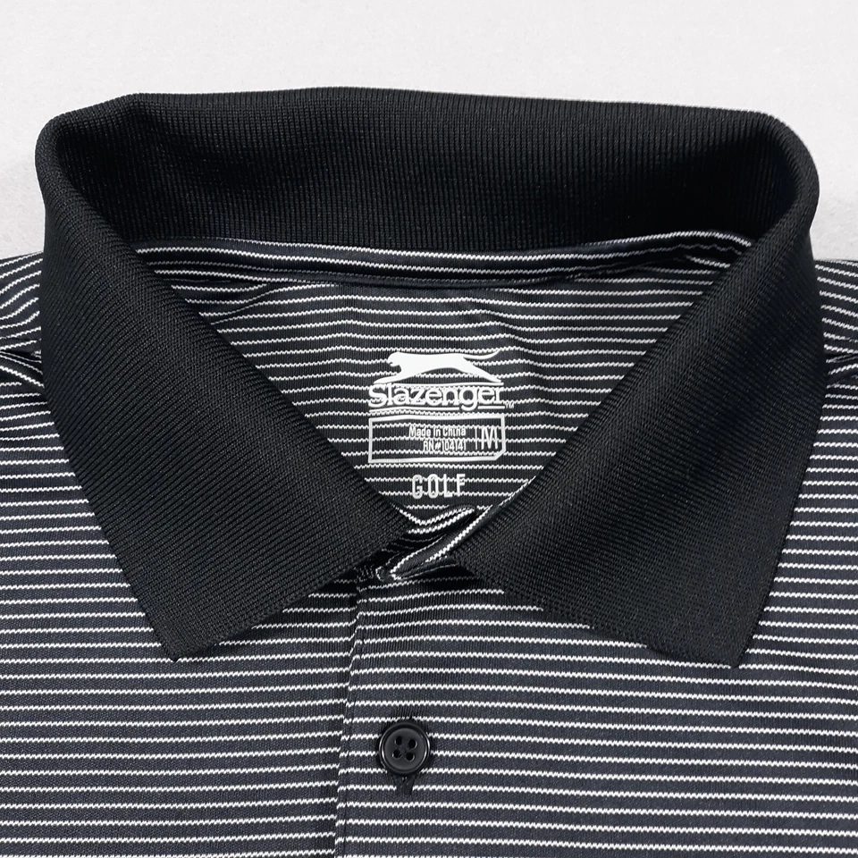 Camisa polo de golf Slazenger ropa deportiva rendimiento para hombre talla mediana negra a rayas Foto 4 de 4