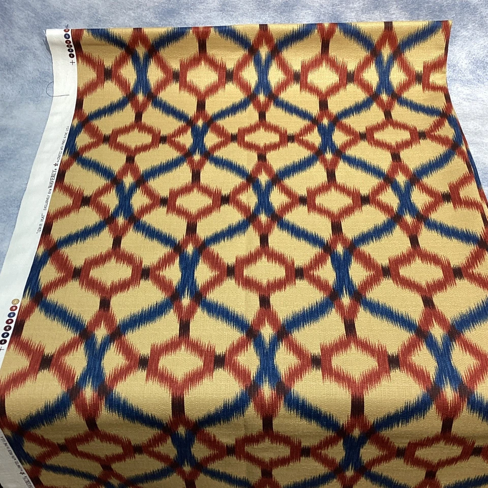 Tela decorativa Waverly "Izmir Ikat" verde azulado óxido 56" x 6,5 yardas 2 piezas 100 % algodón Foto 2 de 4