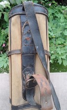 True Vintage Ladies Stove Pipe Canvas Leather Golf Bag w/ Wood Golf Clubs