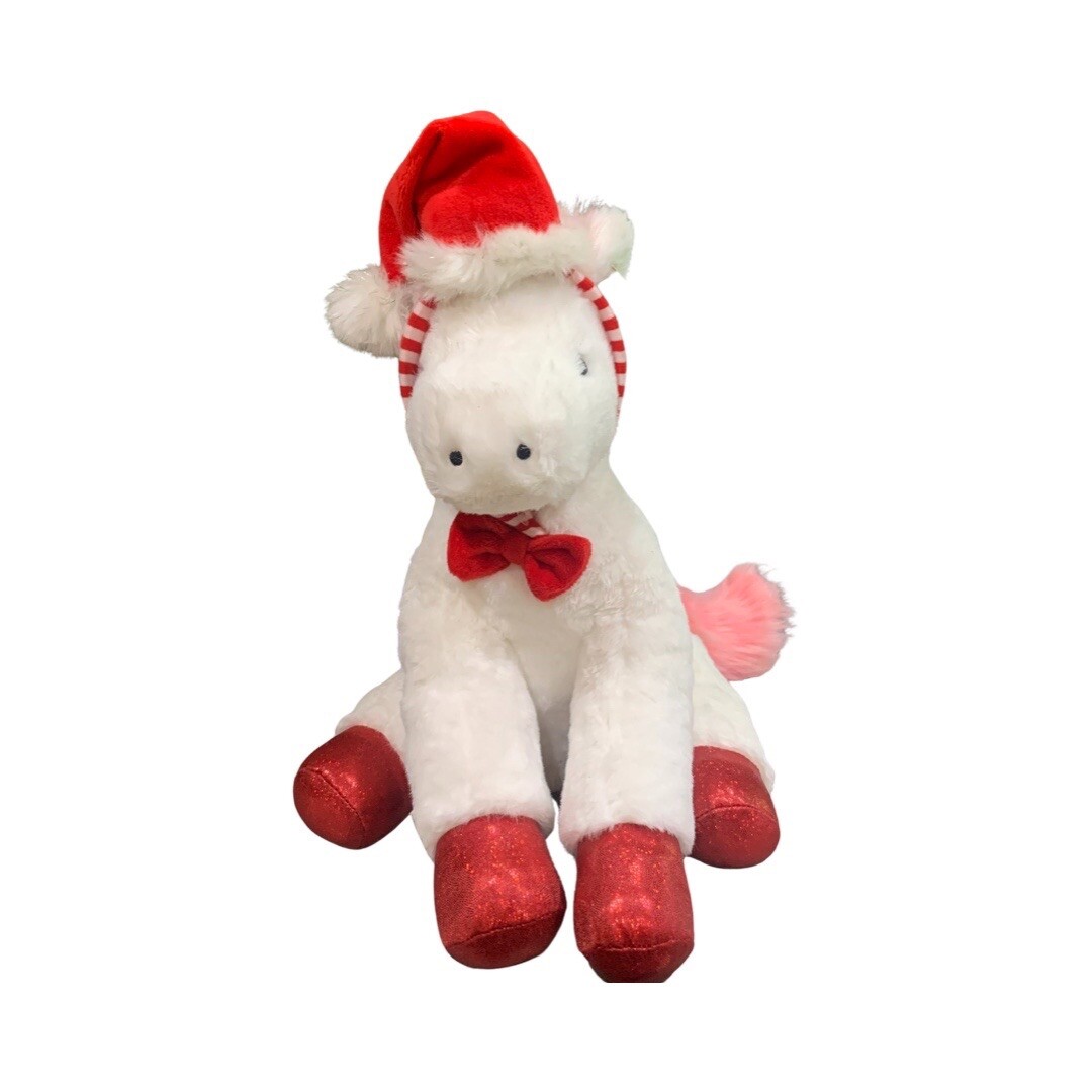 FAO Schwarz Sparklers Wear and Share 12" peluche pony con cappello Babbo Natale rimovibile nuovo con etichette O1