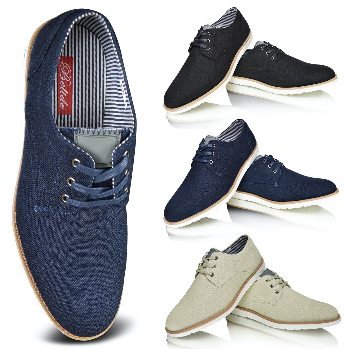 Mens Casual Shoes Canvas Summer Formal Shoes Lace Up Smart Dress Oxfords UK  Size | eBay UK