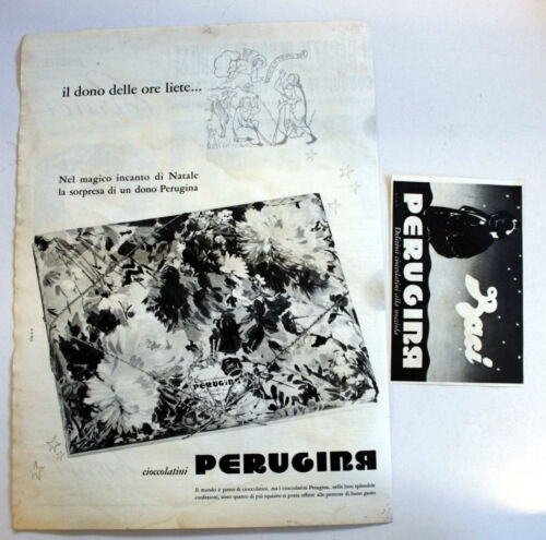 PUBBLICITA' 1958 CIOCCOLATINI BACI PERUGINA 2pz 28X38 CM RITAGLIO GIORNALE - Foto 1 di 1