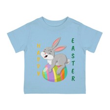 Unisex Easter cotton tee for boys and girls, bunny, happy easter, multiple sizes