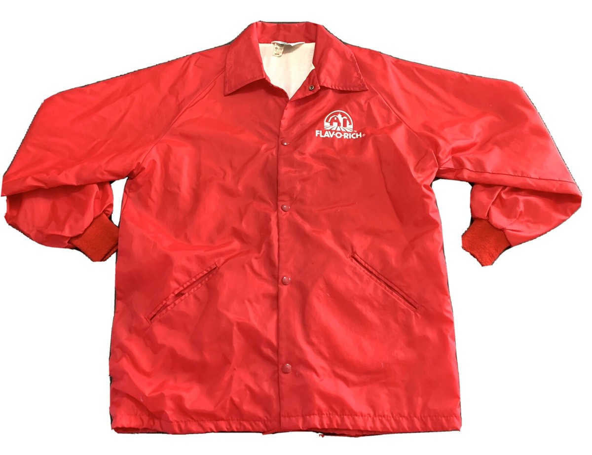 Vtg Turfer Flav-O-Rich Flavorich Milk Jacket Windbreaker Red USA 