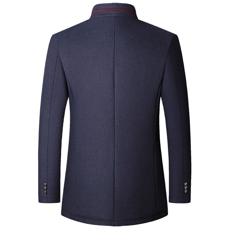Men's Woolen Jacket Stand Collar Casual Outwear Jacket