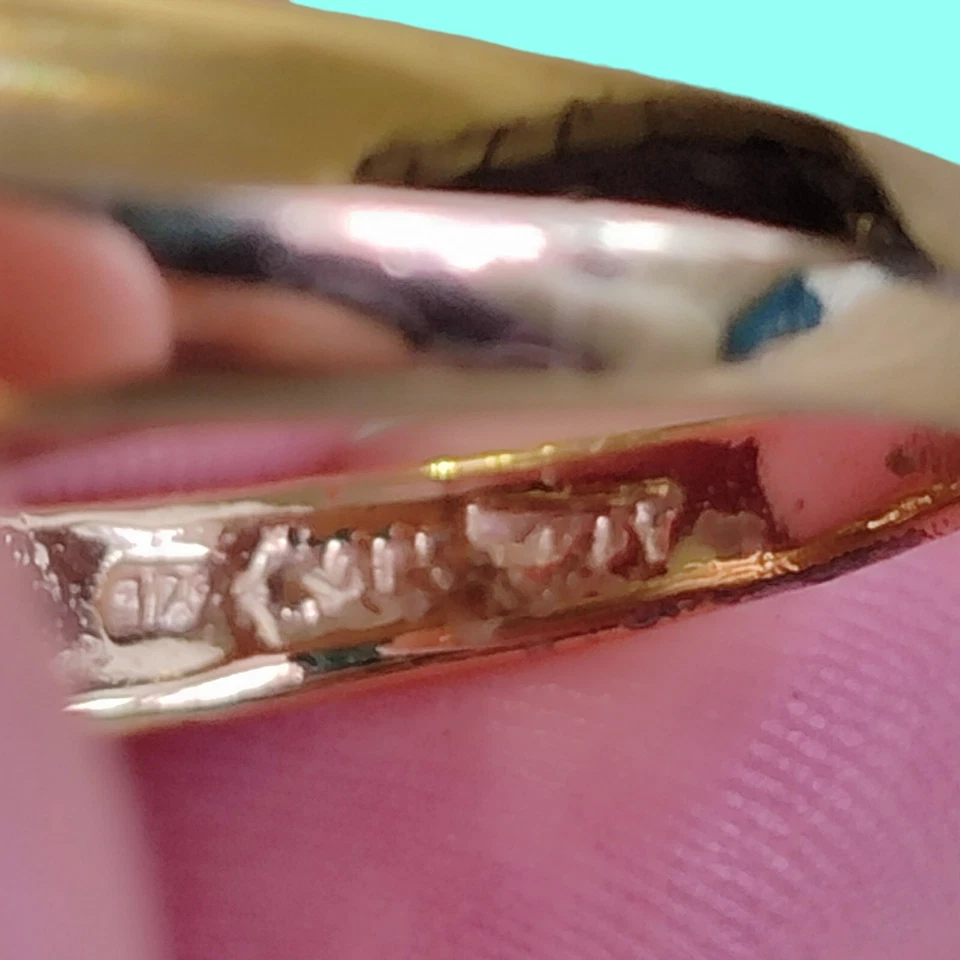 Anel duplo de zircônia cúbica ouro sobre prata esterlina tamanho 6,75 - Imagem 3 de 4