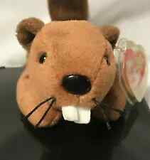 Bucky the Beaver Ty Beanie Baby, Gen 4, PVC, RETIRED w/ stickered tush tag
