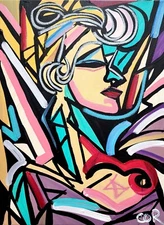 CORBELLIC EXPRESSIONISM 16X20 FLOWER GARDEN CUBIST FINE ART HOME INTERIOR DESIGN