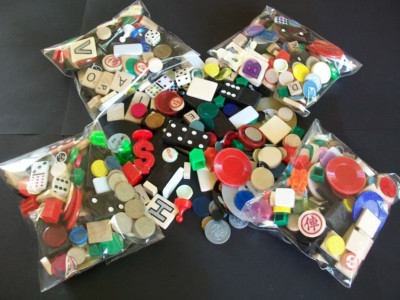 Bulk Game Pieces, Vintage/New Game Piece Mix, 100+ Pc. Grab Bag, DIY Crafts, Art