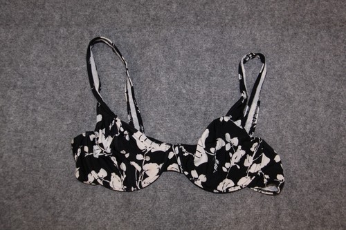 BIKINI OBERTEIL GRÖSSE 48 SCHWARZ WEISS BLUMEN MIT BÜGEL