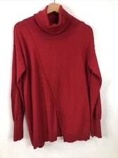Elliott Lauren Women’s L Red Turtleneck Long Sleeve Cotton Cashmere Tunic