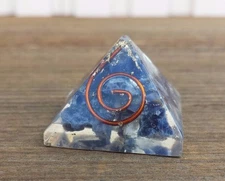 SMALL (25-30mm) SODALITE COIL ORGONE GEMSTONE PYRAMID ORGONITE
