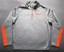 Nike Therma Fit 1/4 Zip Pullover Men's Large Gray Orange Fleece Mock Neck