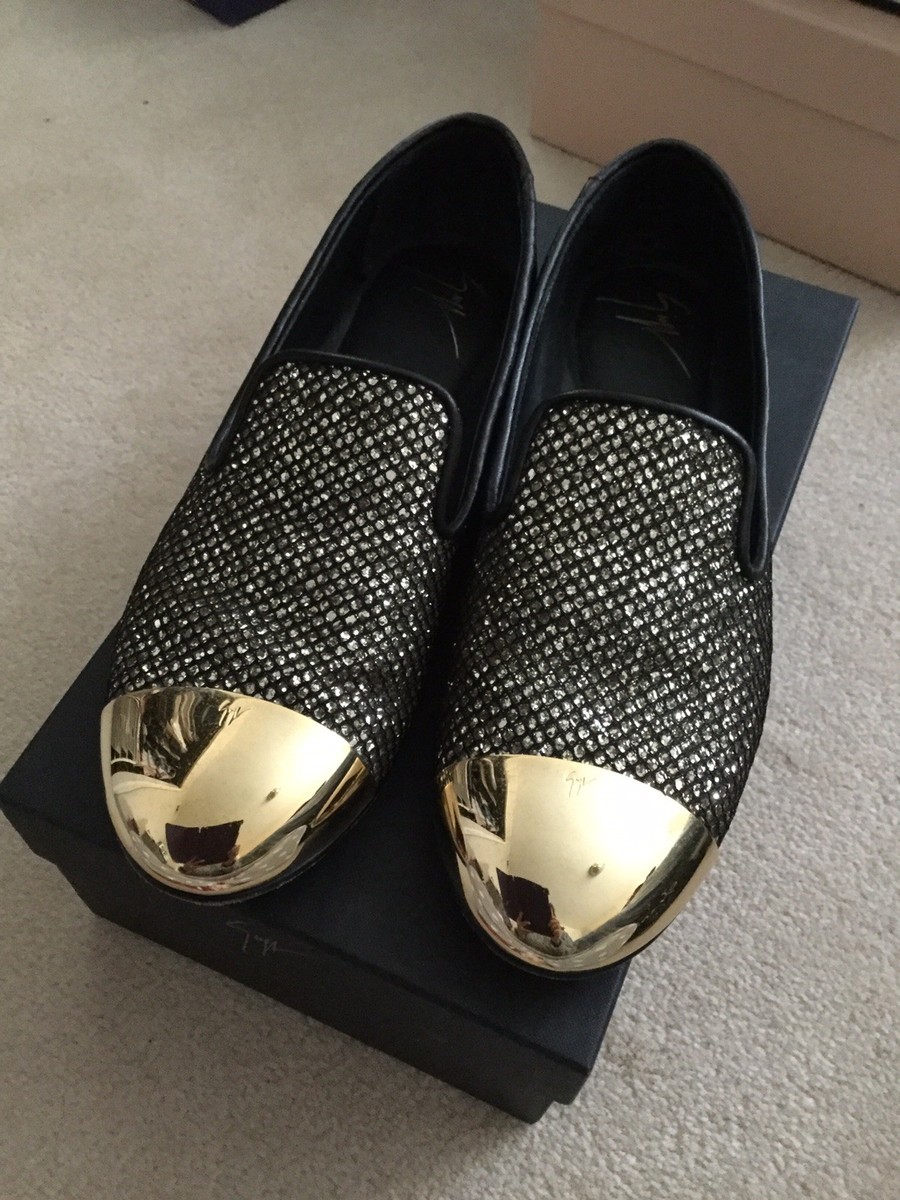 Giuseppe Zanotti Black and Gold Leather Loafers Giuseppe Zanotti Black Leather Dallia Loafers Size 38  main image 2