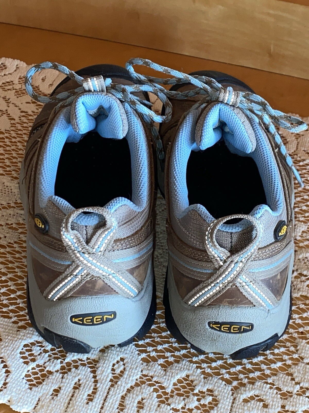 Scarpe basse da trekking KEEN Voyageur donna 8 5 pelle marrone blu atletiche trail