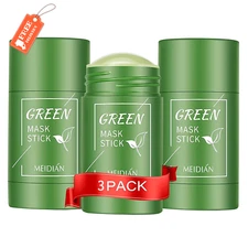 3PCS Green Tea Mask Sticks Facial Cleansing Oil Acne Blackhead Remove Deep Clean