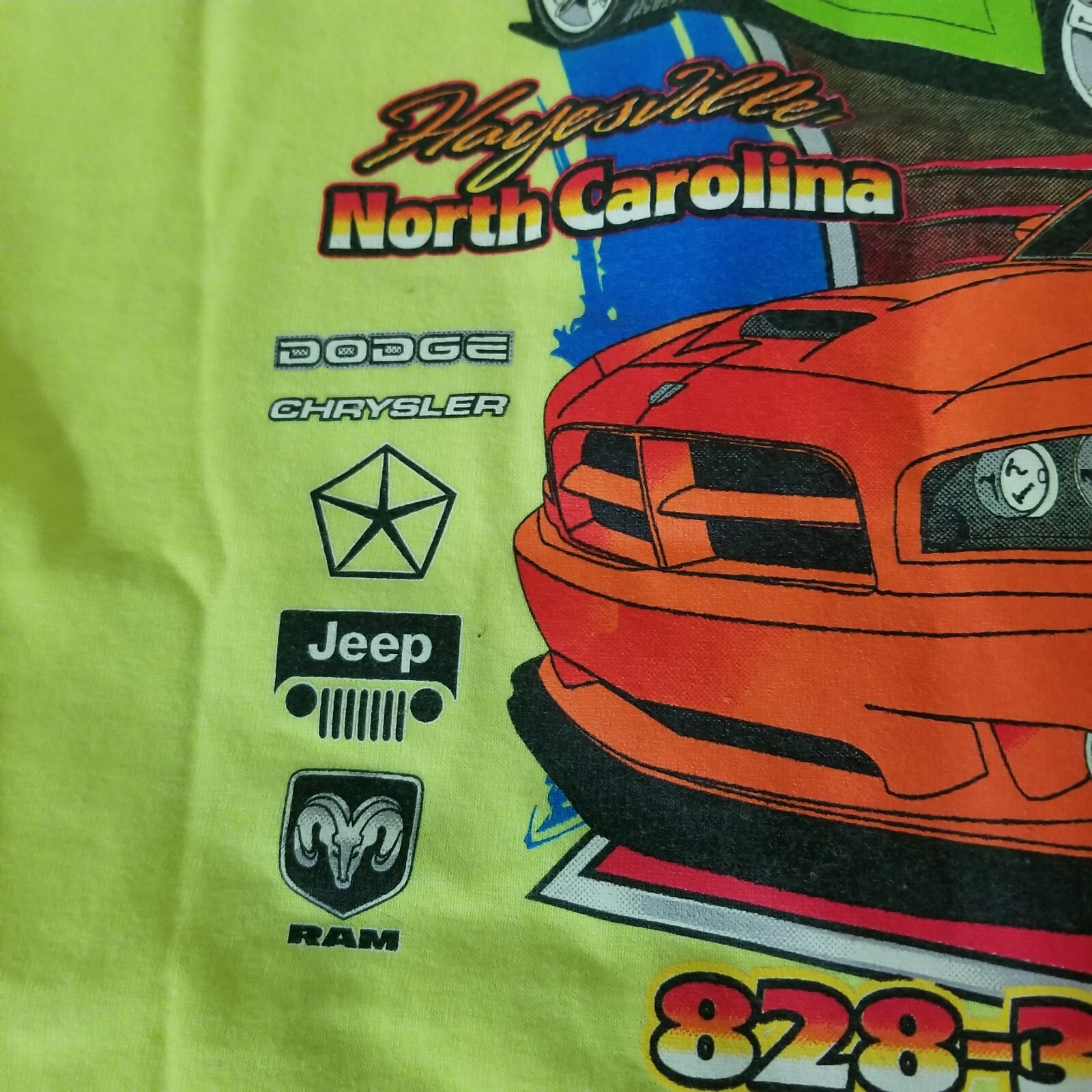 Jacky Jones Hayesville North Carolina T Shirt Neon Yellow Large Dodge