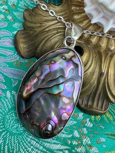 Charles Albert Iridescent Abalone & Sterling Silver Handcrafted Pendant Necklace - Picture 6 of 19